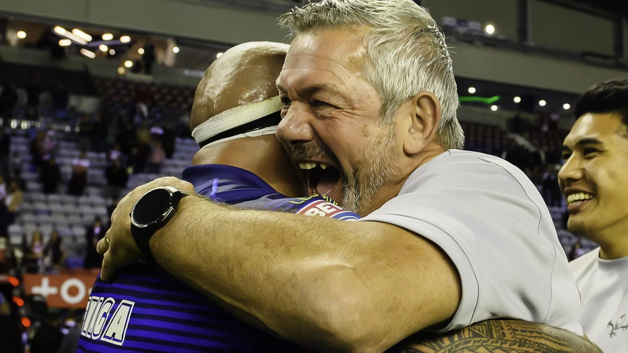 Daryl Powell celebrates Wakefield's victory against Wigan
