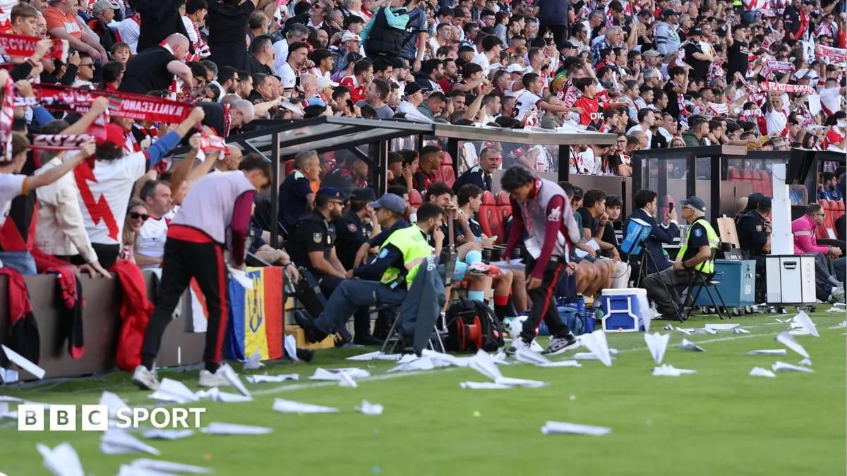Rayo Vallecano game abandoned after paper plane protest