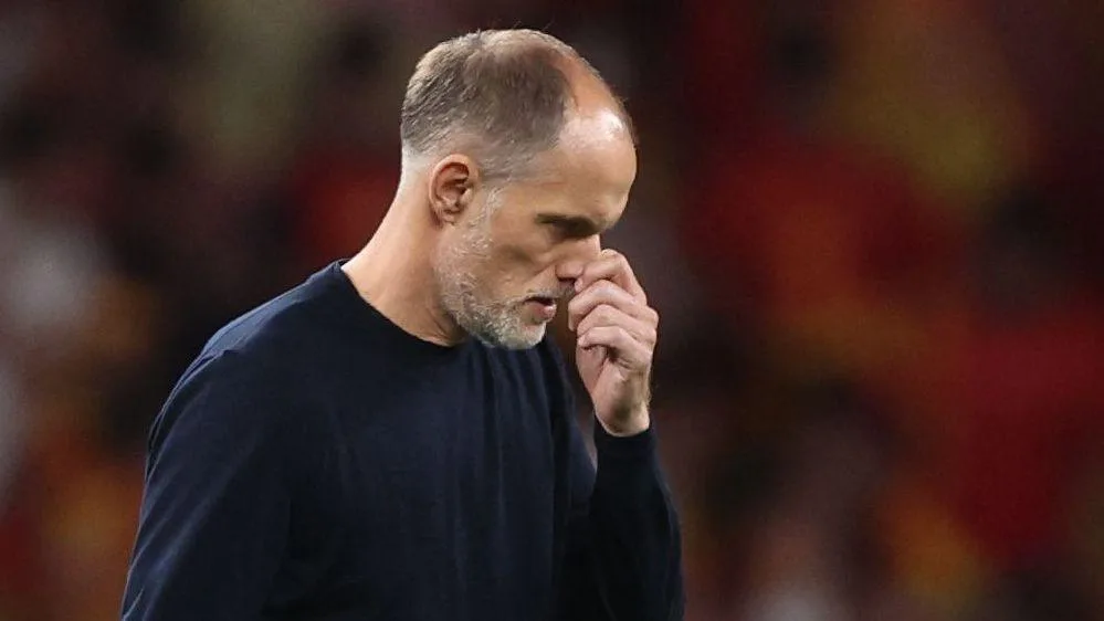 England head coach Thomas Tuchel walks off after the Uefa Nations League loss against Spain at Wembley.