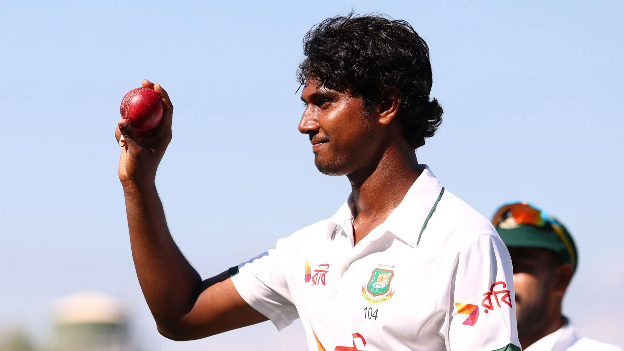 Hasan Mahmud raises ball after five-wicket haul