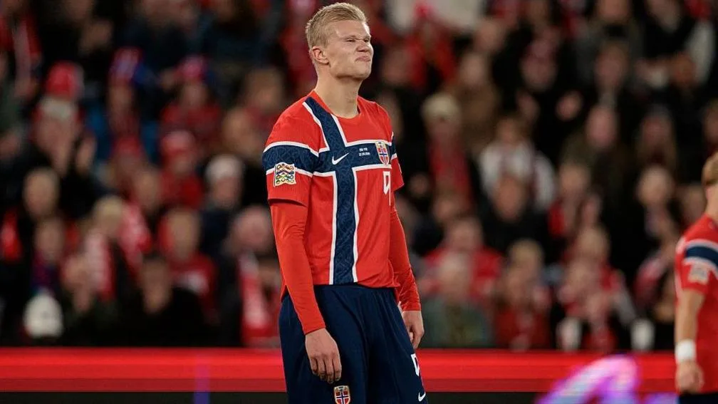 Erling Haaland in a Norway kit