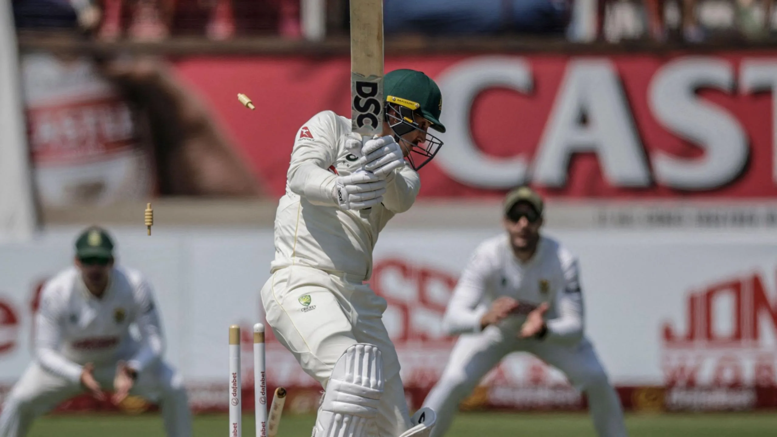 Nic Maddinson is bowled by Marco Jansen