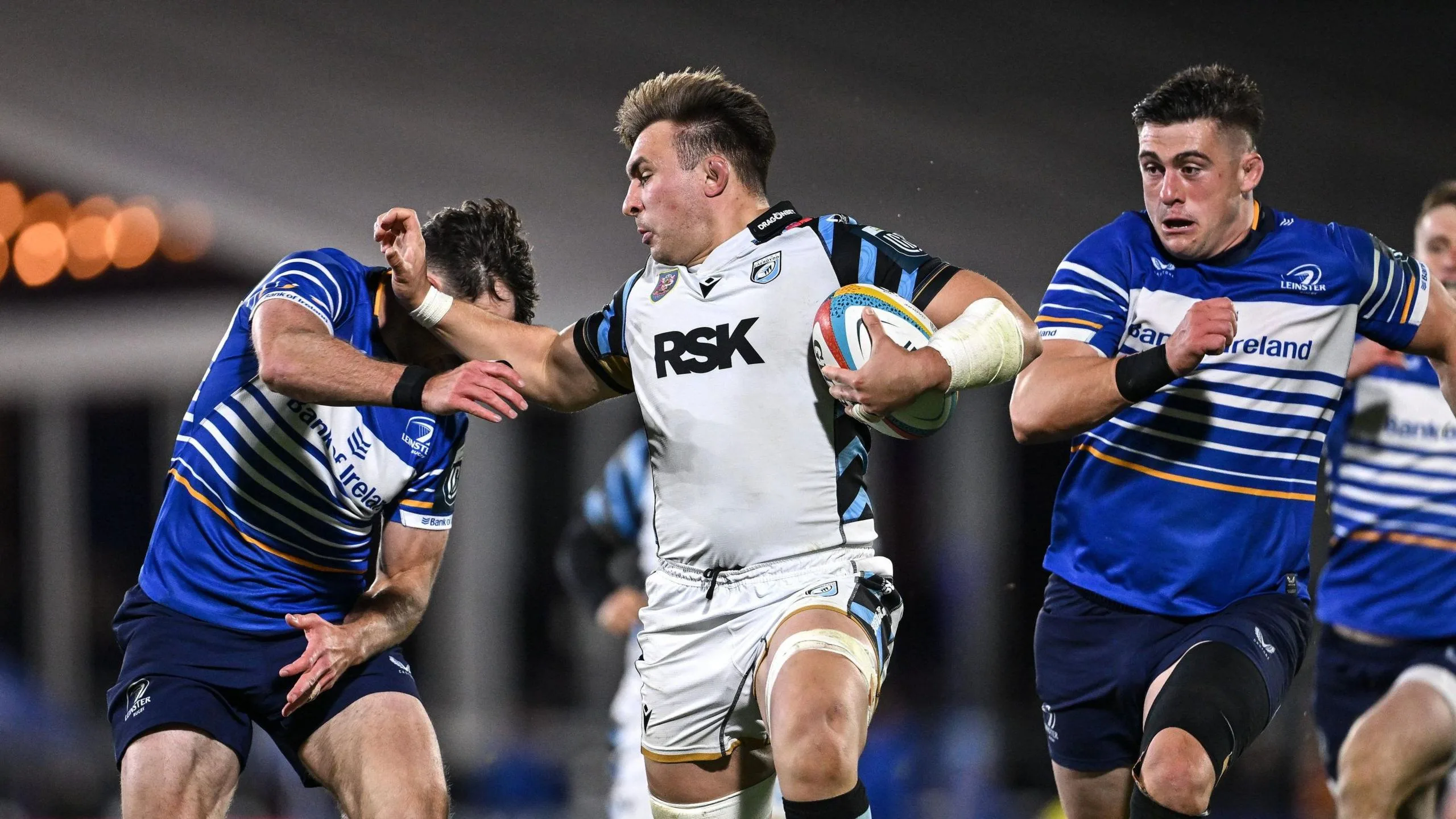 Taine Basham carries the ball for Cardiff at Leinster