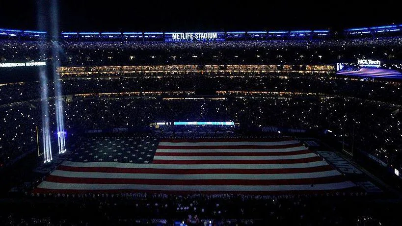 A Tribute in Light in memory of victims of 9/11 at MetLife Stadium