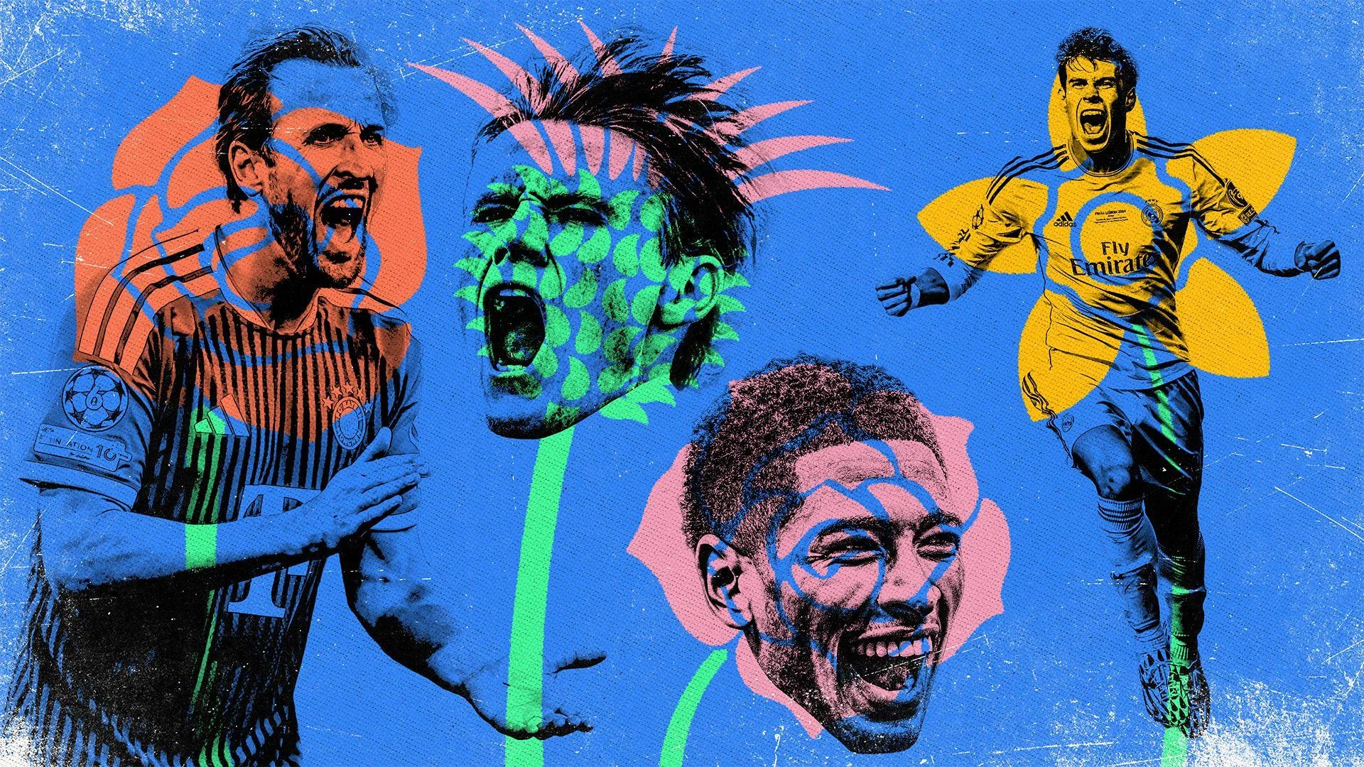 Graphic with Harry Kane, Scott McTominay, Jude Bellingham and Gareth Bale