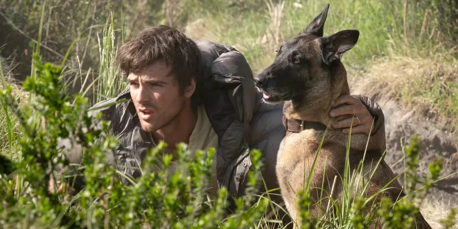 Jacob Elordi and a dog in the Dog Stars