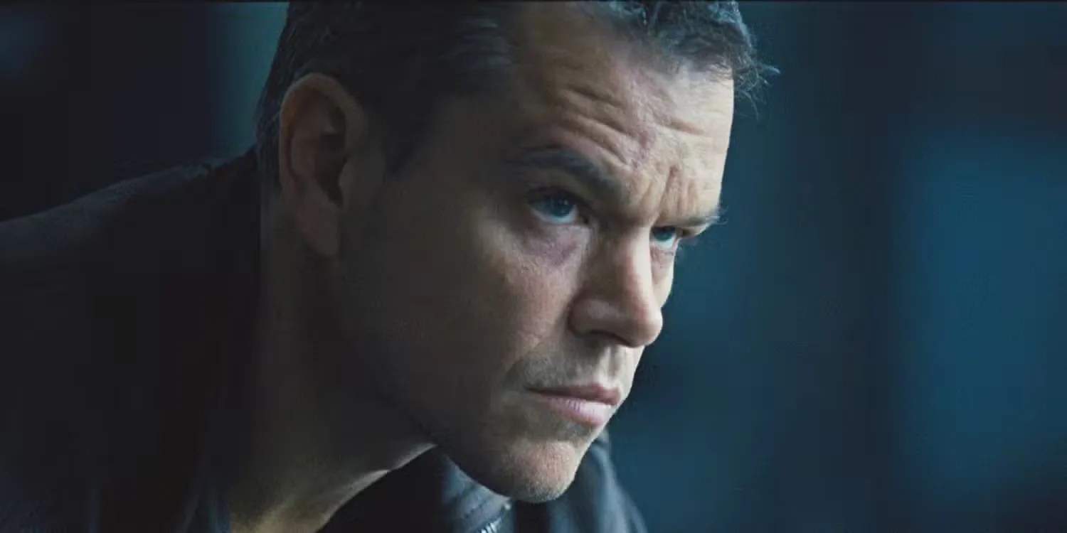 Matt Damon in profile in Jason Bourne