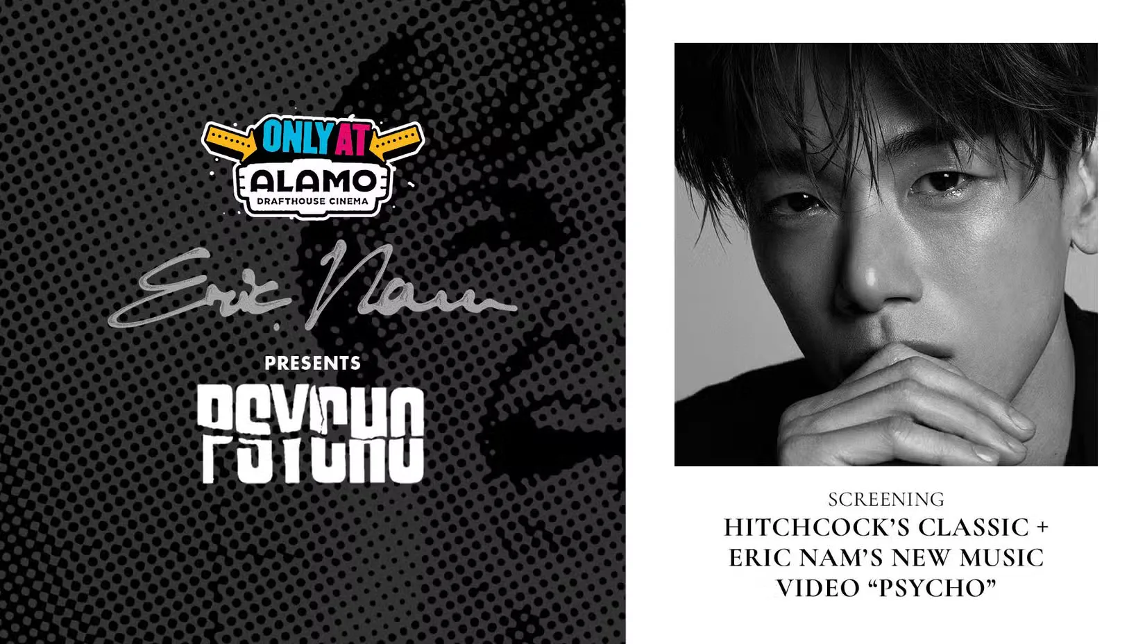 The official key art for Alamo Drafthouse's Eric Nam presents Psycho screenings