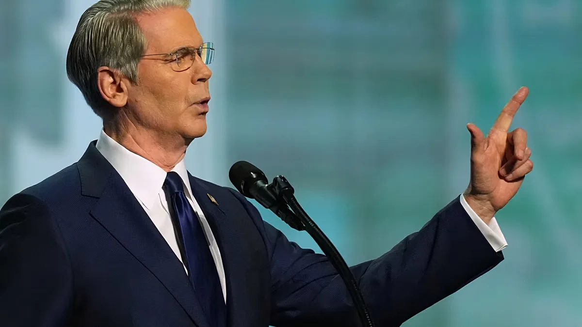 Treasury Secretary Scott Bessent speaks at the Republican convention Wednesday, 9 Sept. 2026, in Dallas.