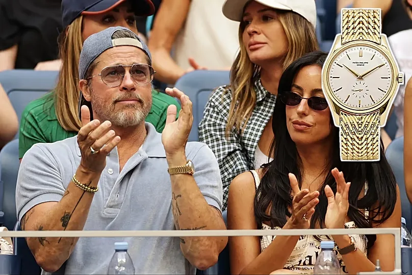 Put your hands together: Actor Brad Pitt and jewellery designer Ines de Ramon at the US Open women's singles final in New York, 12 September 2026