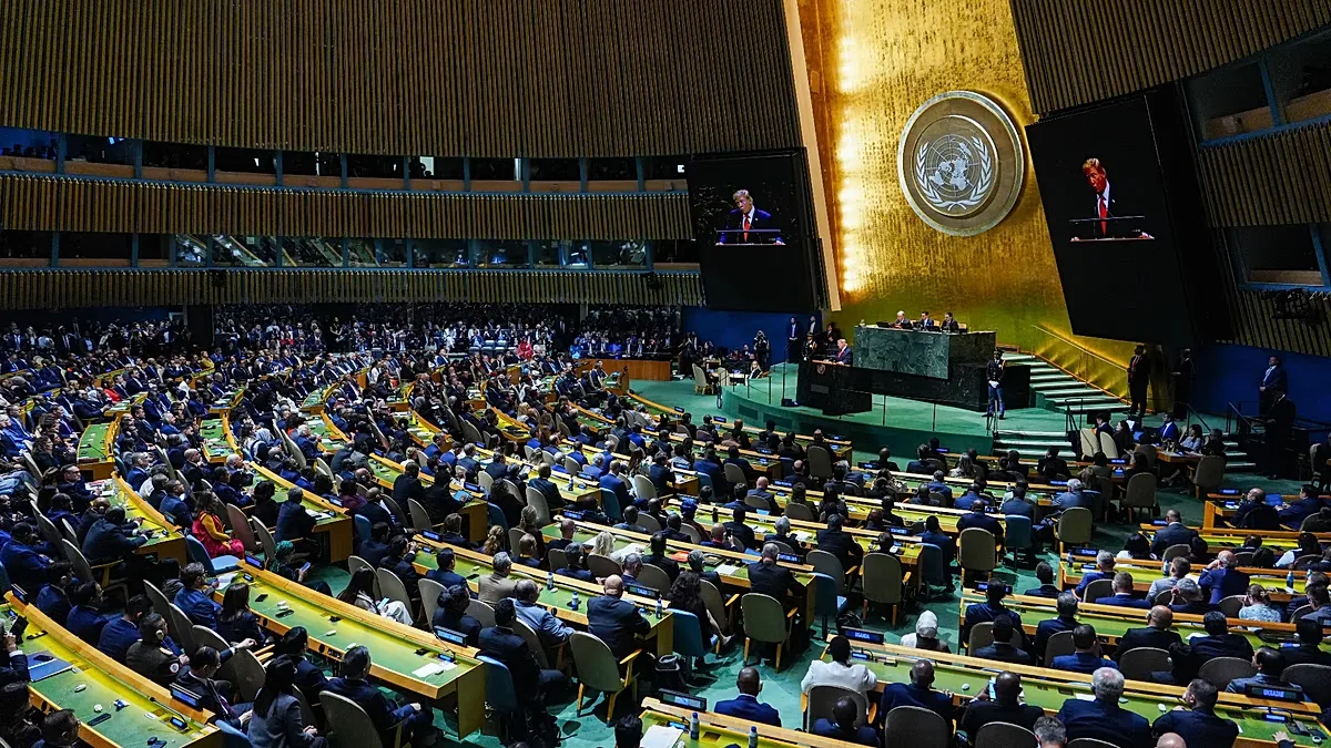 President Donald Trump speaks to the United Nations General Assembly, Tuesday, Sept. 22, 2026, at the UN headquarters.