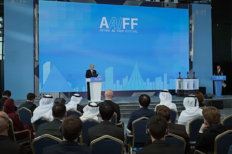 President Tokayev at the opening of the Astana AI Film Festival.
