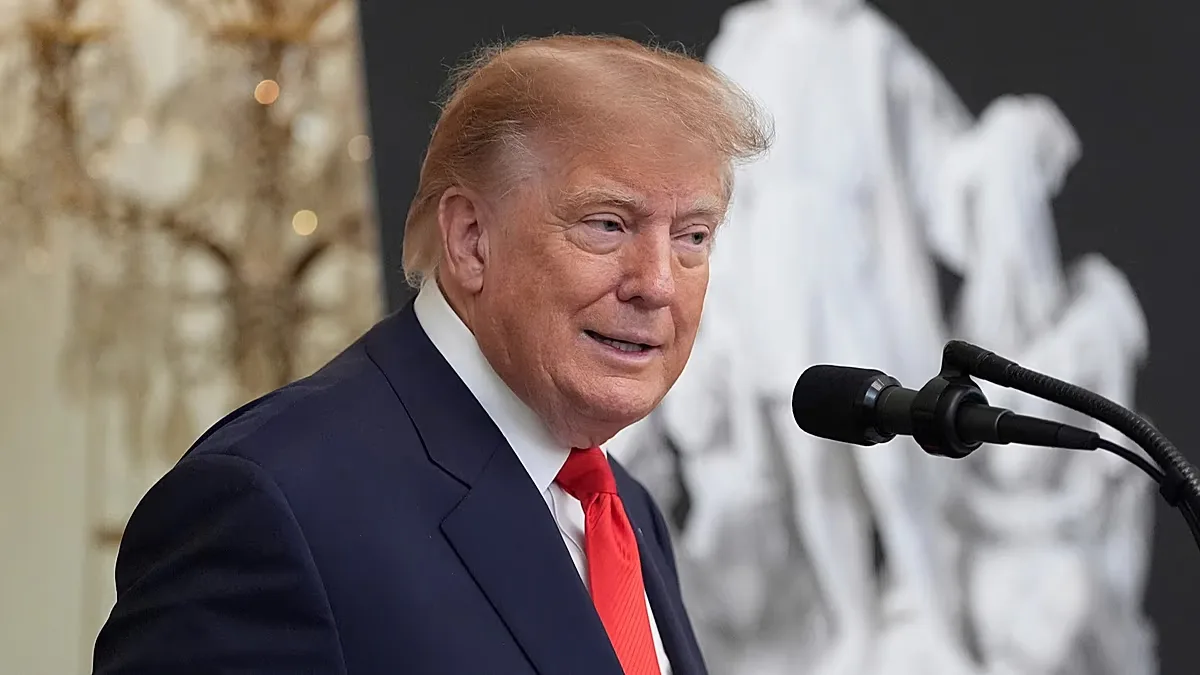 President Donald Trump speaks during a Columbus Day celebration in the East Room of the White House, Friday, 9 Oct., 2026, in Washington. 