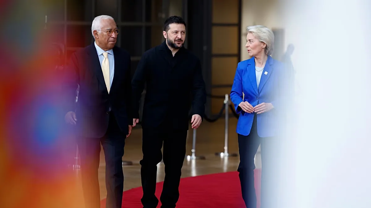 Volodymyr Zelenskyy met EU leaders at last week's summit.