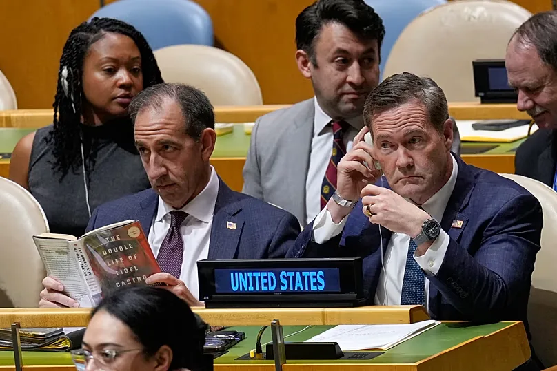US ambassador to the United Nations Mike Waltz listens to speakers at UN headquarters. 28 October 2026.