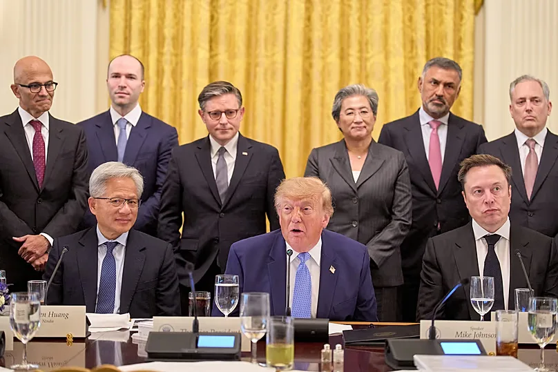 US President Donald Trump speaks in the East Room of the White House during a meeting and luncheon on artificial intelligence (AI), Tuesday Sept. 29, 2026