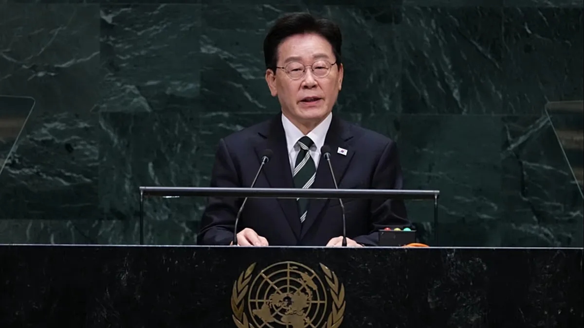 South Korean President Lee Jae Myung addresses the 81st session of the United Nations General Assembly at U.N. headquarters Tuesday, Sept. 22, 2026