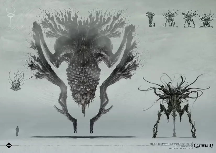 shub-niggurath and her dark young art by Loïc Muzy